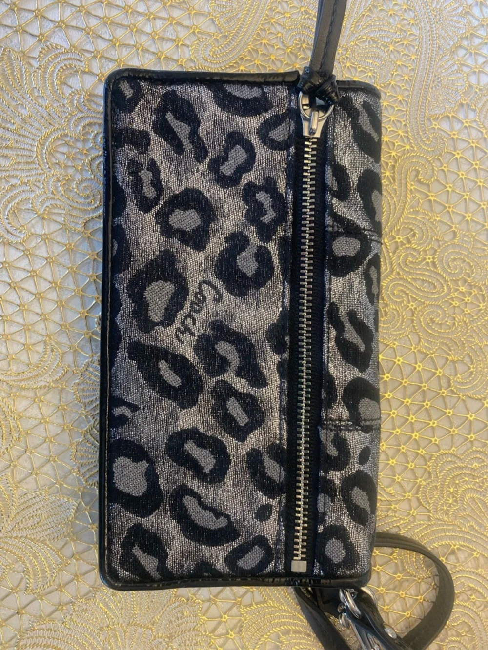 Coach Leopard Print Wristlet Wallet | Signature Canvas & Patent Leather Trim - Picture 8 of 15